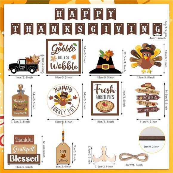 27 Pcs Thanksgiving Tiered Tray Decoration Turkey Thanksgiving Table Decoration - Picture 3 of 7